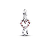 Pandora Silver Connected Hearts & Red Stones Dangle Charm