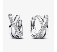 PANDORA Silver Crossover Pavé Hoop Earrings 293150C01