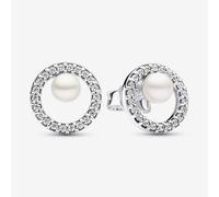 PANDORA Silver Cultured Pearl Halo Stud Earrings 293154C01
