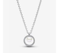 PANDORA Silver Cultured Pearl & Pave Necklace 393165C01-45