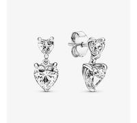 PANDORA Silver Double Heart Sparkling Stud Earrings 291199C01