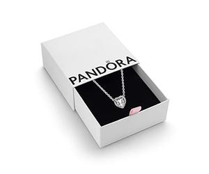 PANDORA Silver Elevated Heart Pendant Necklace, 45cm, Gift Box | Elevated Heart Pendant Necklace in Sterling Silver with a Heart-Cut Cubic Zirconia & a Two-Length Clasp