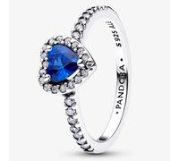 PANDORA Silver Elevated Princess Blue Heart Ring 198421C09-56