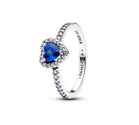Pandora Silver Elevated Princess Blue Heart Ring - 52