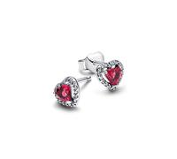 Pandora Silver Elevated Red Heart Stud Earrings