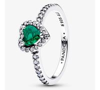 PANDORA Silver Elevated Royal Green Heart Ring 198421C07-58