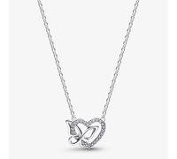 PANDORA Silver Entwined Heart & Butterfly Necklace 394477C01-45
