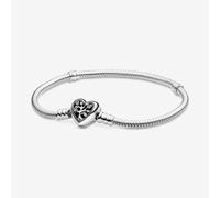 PANDORA Silver Family Tree Heart Clasp Snake Chain Bracelet 598827C01-19