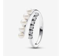 PANDORA Silver Freshwater Pearl Crossover Ring 193145C01-56