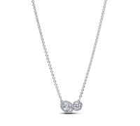 Pandora Silver Halo White Crystal Oval Collier Necklace