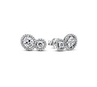 Pandora Silver Halo White Oval Crystal Stud Earrings