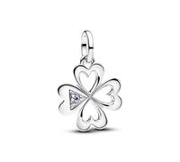 PANDORA ME Charm Four Leaf Clover Heart Locket with 14 Carat Gold Plating and Cubic Zirconia Reversible Pendant Compatible ME Moments 793034C01