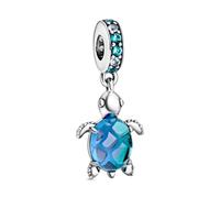 PANDORA Silver Labrador Puppy Dog Dangle Charm for Bracelet | Labrador Puppy Dangle Charm in Sterling Silver with a Black Enamel Collar & Paws Embossed with Hearts