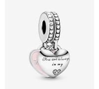 PANDORA Silver Mother & Daughter Hearts Dangle Charm 792072EN40