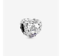 PANDORA Silver Mum Enamel Daisy Heart Charm 791155C01