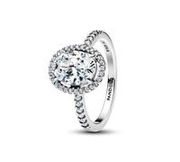 Pandora Silver Oval Sparkling Halo Statement Ring - 54