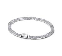 Pandora Silver Pavé Oval Cuban Chain Bracelet - 18cm
