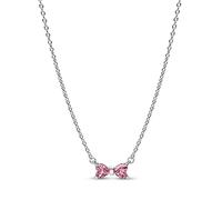 Pandora Silver Pink Bow Pendant Necklace