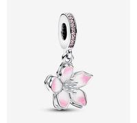 PANDORA Silver Pink Cherry Blossom Dangle Charm 790667C01