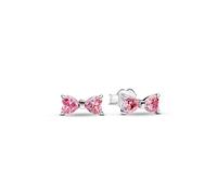 Pandora Silver Pink Crystal Bow Stud Earrings