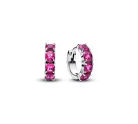 Pandora Silver Pink Crystal Hoop Earrings