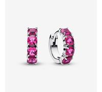 PANDORA Silver Pink Crystal Hoop Earrings 293851C02