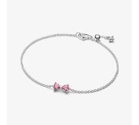 PANDORA Silver Pink Cubic Zirconia Bow Bracelet 594234C01-18