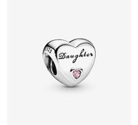PANDORA Silver Pink Cubic Zirconia Daughter Heart Charm 791726PCZ