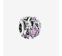 PANDORA Silver Purple Enamel Openwork Daisy Charm 798772C02