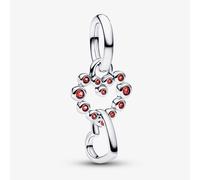 PANDORA Silver & Red Connected Hearts Dangle Charm 794435C01
