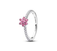 PANDORA Silver Ring for Women Sparkling Flower Pink 194499C02, 54, Sterling Silver, Cubic Zirconia