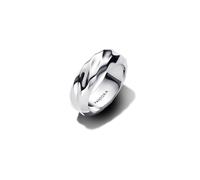 Pandora Silver Rippled Wide Band Ring - 52