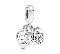 Pandora Silver Rose Heart Drop Charm