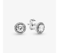 PANDORA Silver Round Sparkle Stud Earrings 296272CZ