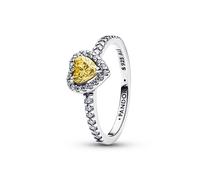Pandora Silver Sparkling Elevated Yellow Heart Ring - 60