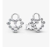 PANDORA Silver Sparkling Heart Padlock Stud Earrings 294419C01