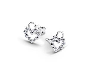 Pandora Silver Sparkling Heart Padlock Stud Earrings