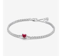 PANDORA Silver Sparkling Heart Red Cubic Zirconia Tennis Bracelet 590041C02-18