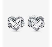 PANDORA Silver Sparkling Infinity Heart Stud Earrings 292667C01