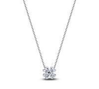 Pandora Silver Sparkling Lucky Clover Pendant Necklace