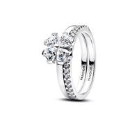 Pandora Silver Sparkling Lucky Clover Splittable Ring - 52