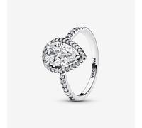 PANDORA Silver Sparkling Pear Halo Ring 193012C01-56