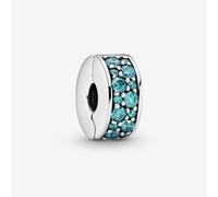 PANDORA Silver Teal Pave Clip Charm 791817MCZ