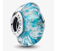 PANDORA Silver & Turquoise Murano Glass Glitter Charm 794701C01