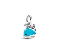 Pandora Moments 793822C01 Turquoise Whale Charm Pendant Made of Sterling Silver with Zirconia Compatible Me and Moments Pendant, 7,3x13,2x12,3 mm, Sterling Silver, Cubic Zirconia