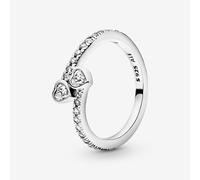 PANDORA Silver Two Sparkling Hearts Ring 191023CZ-48