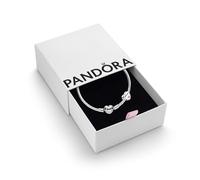 Pandora Sister's Love Set - Women's Sterling Silver Sister's Love Cubic Zirconia Bracelet Charm & Heart Clasp Snake Chain Bracelet - Jewellery Set With Gift Box, Size 17