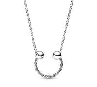 Pandora Snake chain pattern sterling silver horseshoe pendant and necklace, 45