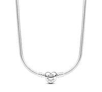 Pandora Snake chain sterling silver necklace with heart clasp, 45