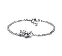 Pandora Timeless Herbarium cluster sterling silver bracelet with clear cubic zirconia, 18